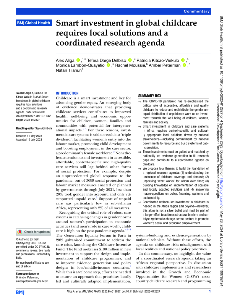 Smart investment in global childcare  requires local solutions and a coordinated research agenda
